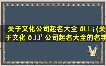 关于文化公司起名大全 🐡 (关于文化 🌹 公司起名大全的名字)